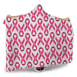 Pink And White Breast Cancer Print Hooded Blanket
