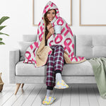 Pink And White Breast Cancer Print Hooded Blanket