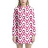 Pink And White Breast Cancer Print Hoodie Dress
