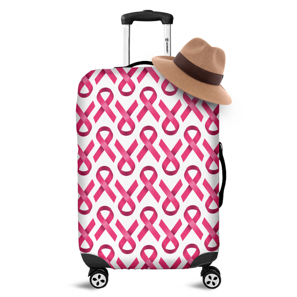 Pink And White Breast Cancer Print Luggage Cover