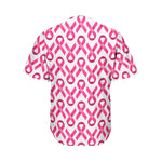 Pink And White Breast Cancer Print Men's Baseball Jersey