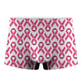 Pink And White Breast Cancer Print Men's Boxer Briefs
