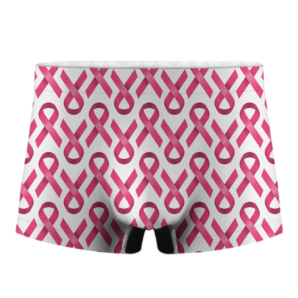 Pink And White Breast Cancer Print Men's Boxer Briefs