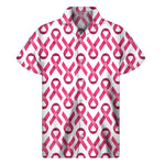 Pink And White Breast Cancer Print Men's Short Sleeve Shirt