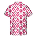 Pink And White Breast Cancer Print Men's Short Sleeve Shirt