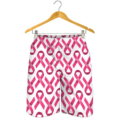 Pink And White Breast Cancer Print Men's Shorts