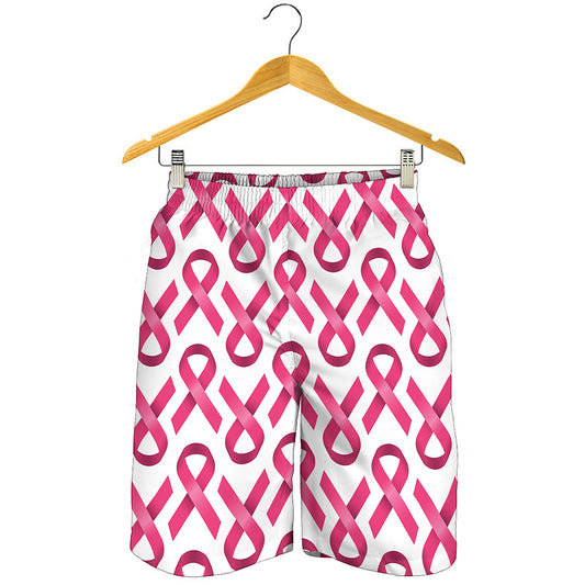 Pink And White Breast Cancer Print Men's Shorts