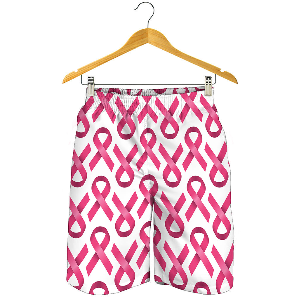 Pink And White Breast Cancer Print Men's Shorts