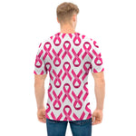 Pink And White Breast Cancer Print Men's T-Shirt