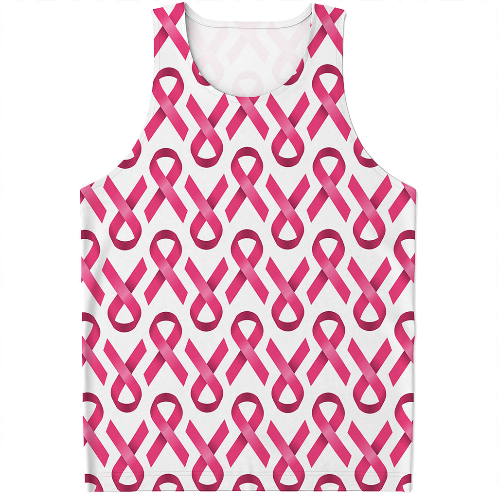 Pink And White Breast Cancer Print Men's Tank Top