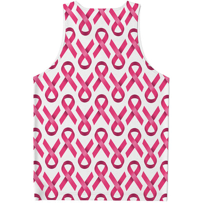 Pink And White Breast Cancer Print Men's Tank Top