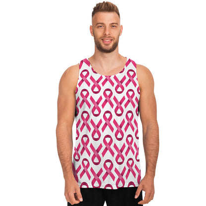 Pink And White Breast Cancer Print Men's Tank Top