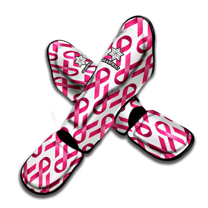 Pink And White Breast Cancer Print Muay Thai Shin Guard