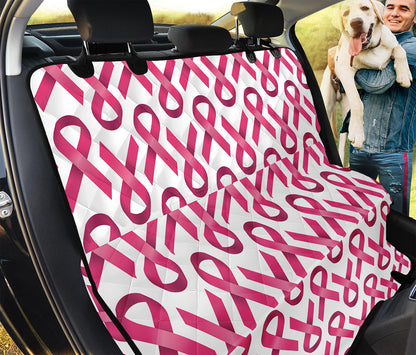 Pink And White Breast Cancer Print Pet Car Back Seat Cover