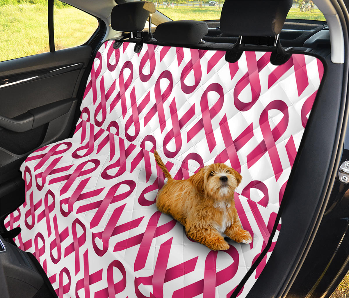 Pink And White Breast Cancer Print Pet Car Back Seat Cover