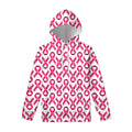 Pink And White Breast Cancer Print Pullover Hoodie