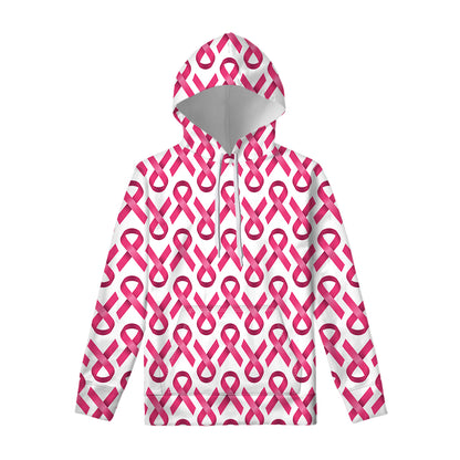 Pink And White Breast Cancer Print Pullover Hoodie