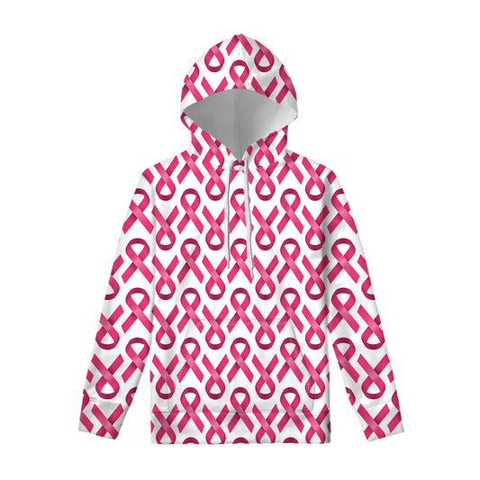 Pink And White Breast Cancer Print Pullover Hoodie
