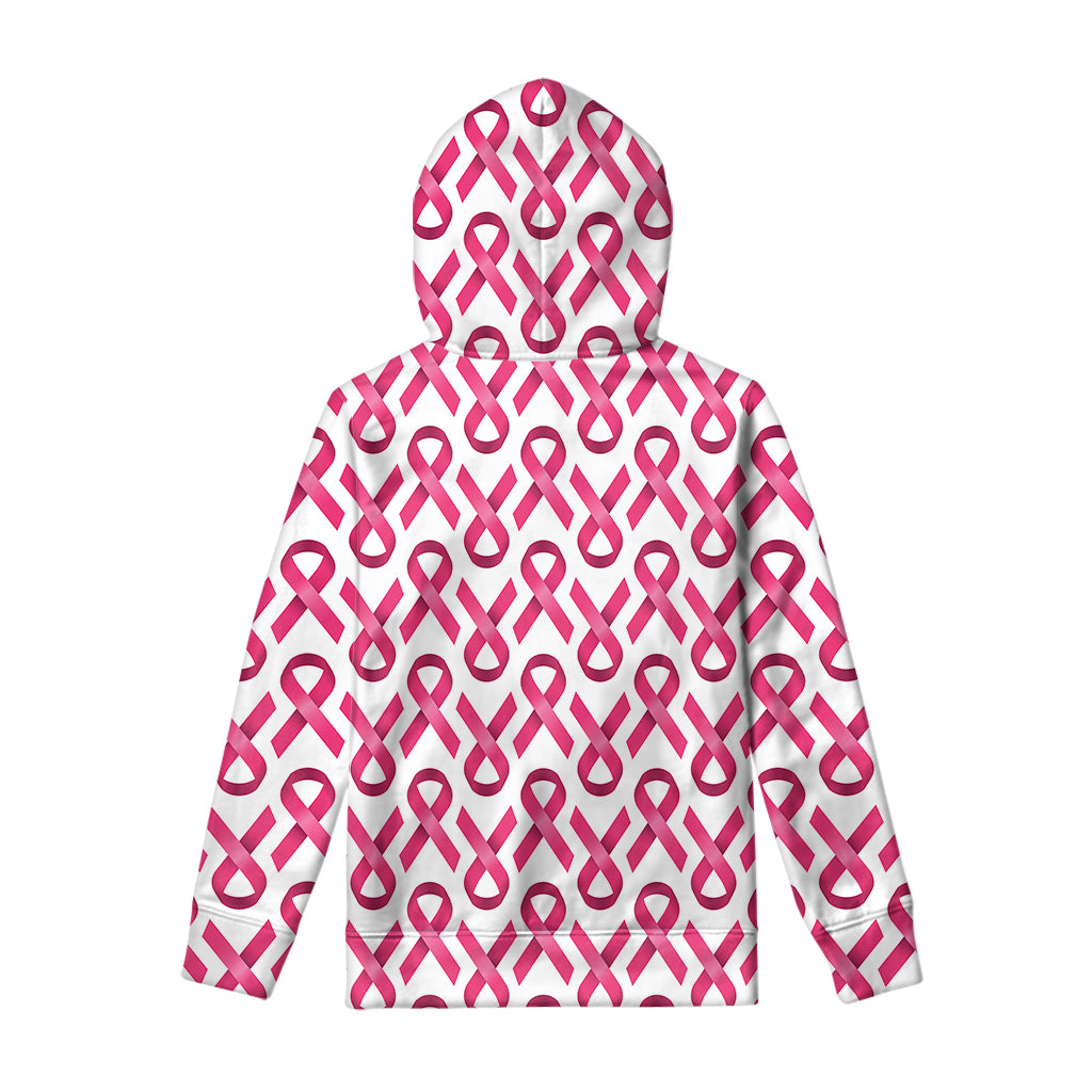 Pink And White Breast Cancer Print Pullover Hoodie