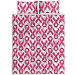 Pink And White Breast Cancer Print Quilt Bed Set