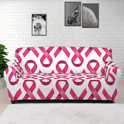 Pink And White Breast Cancer Print Sofa Cover