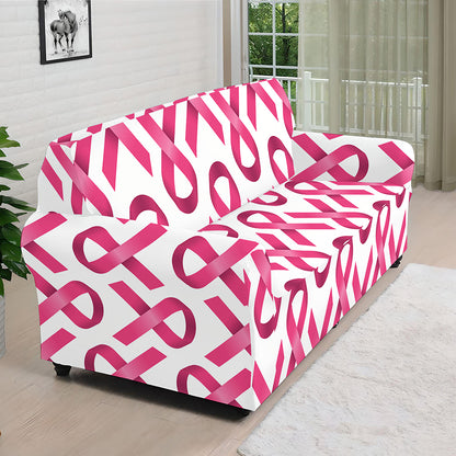 Pink And White Breast Cancer Print Sofa Cover