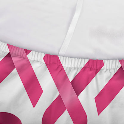 Pink And White Breast Cancer Print Sofa Cover