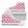 Pink And White Breast Cancer Print White High Top Shoes