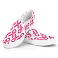 Pink And White Breast Cancer Print White Slip On Sneakers