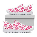 Pink And White Breast Cancer Print White Running Shoes