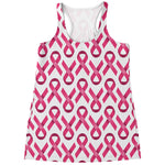 Pink And White Breast Cancer Print Women's Racerback Tank Top