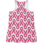 Pink And White Breast Cancer Print Women's Racerback Tank Top