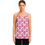 Pink And White Breast Cancer Print Women's Racerback Tank Top
