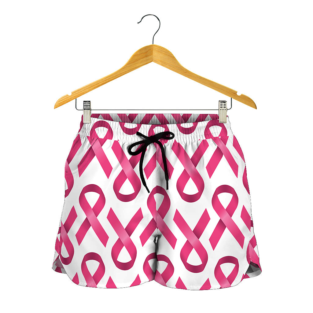 Pink And White Breast Cancer Print Women's Shorts