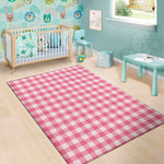 Pink And White Buffalo Check Print Area Rug