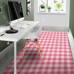 Pink And White Buffalo Check Print Area Rug