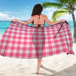 Pink And White Buffalo Check Print Beach Sarong Wrap