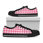 Pink And White Buffalo Check Print Black Low Top Shoes