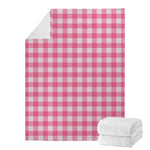 Pink And White Buffalo Check Print Blanket