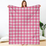 Pink And White Buffalo Check Print Blanket