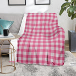 Pink And White Buffalo Check Print Blanket