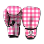 Pink And White Buffalo Check Print Boxing Gloves