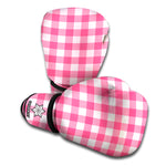 Pink And White Buffalo Check Print Boxing Gloves