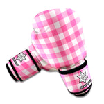 Pink And White Buffalo Check Print Boxing Gloves