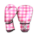 Pink And White Buffalo Check Print Boxing Gloves