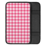 Pink And White Buffalo Check Print Car Center Console Cover