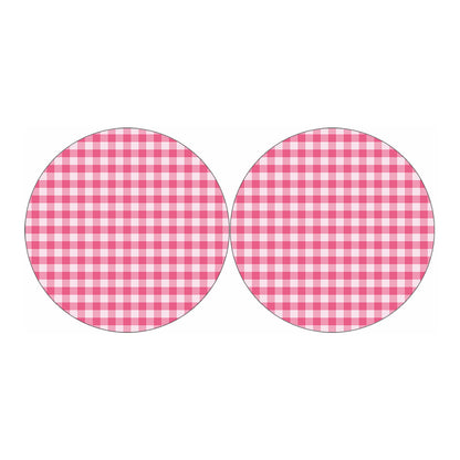 Pink And White Buffalo Check Print Car Coasters