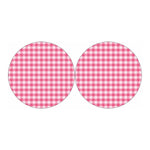 Pink And White Buffalo Check Print Car Coasters