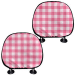 Pink And White Buffalo Check Print Car Headrest Covers