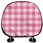 Pink And White Buffalo Check Print Car Headrest Covers